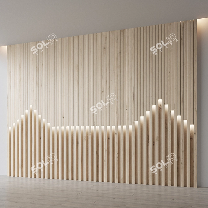 Decorative Wooden Wall Panel 3D model image 2