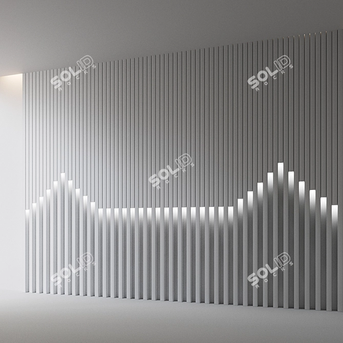 Decorative Wooden Wall Panel 3D model image 3