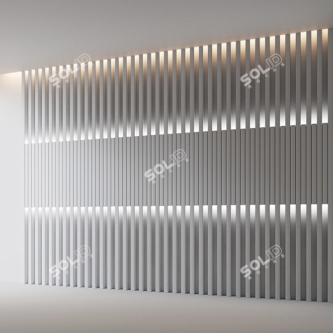 Modern Wooden Decorative Wall 3D model image 3