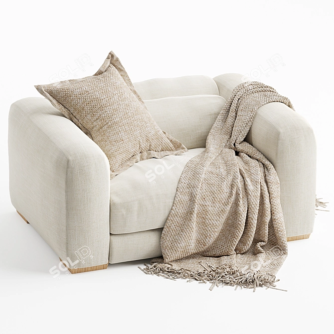 Natural One Seater Corner Sofa 3D model image 1