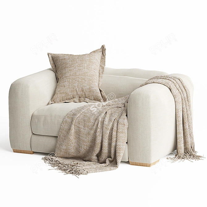 Natural One Seater Corner Sofa 3D model image 2