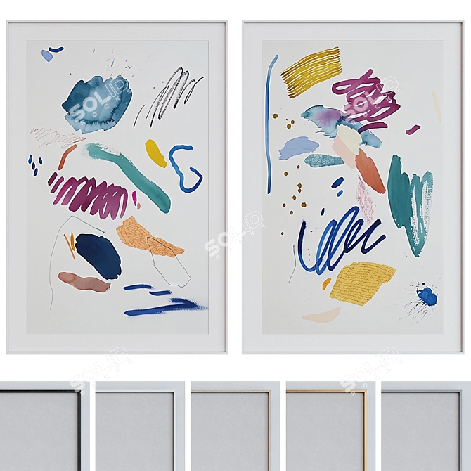 Modern Abstract Picture Frame Set 3D model image 1