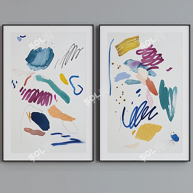 Modern Abstract Picture Frame Set 3D model image 2