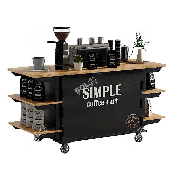 Mini Coffee Cart Set 4 3D model image 1