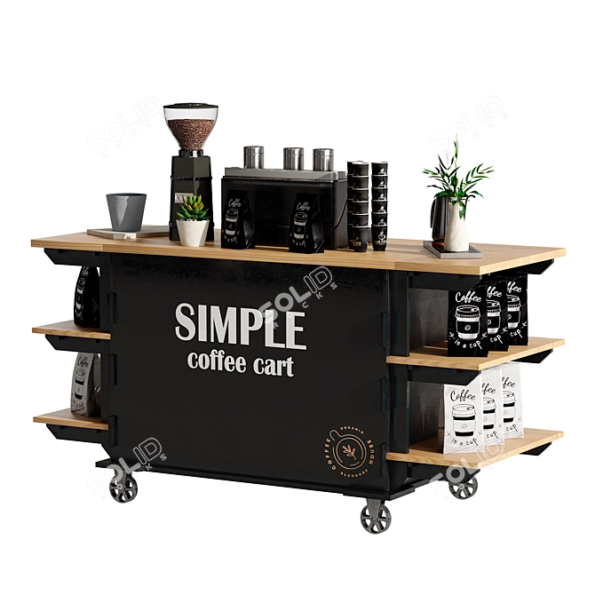 Mini Coffee Cart Set 4 3D model image 2