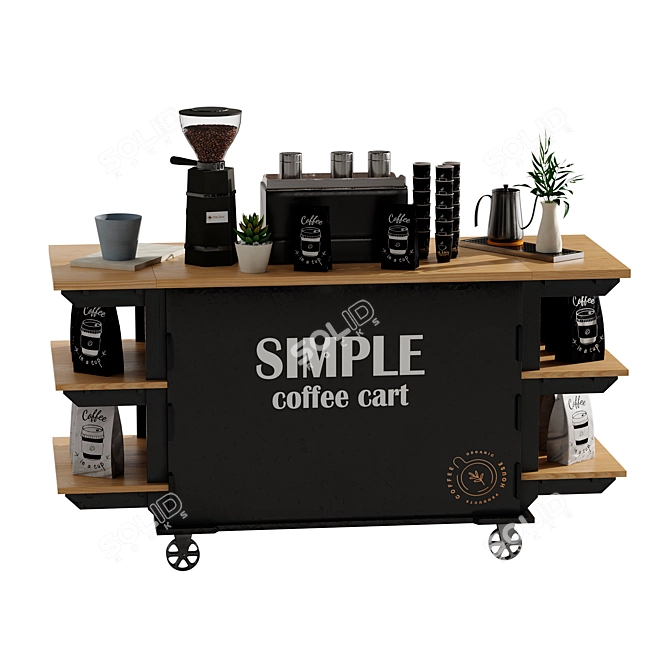 Mini Coffee Cart Set 4 3D model image 3