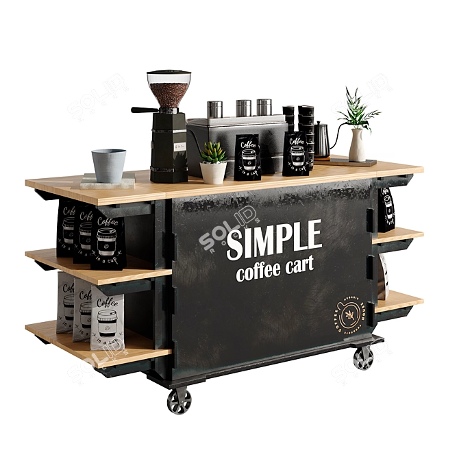 Mini Coffee Cart Set 4 3D model image 4