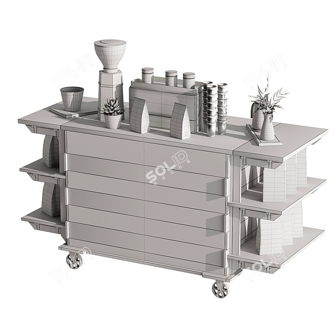 Mini Coffee Cart Set 4 3D model image 5