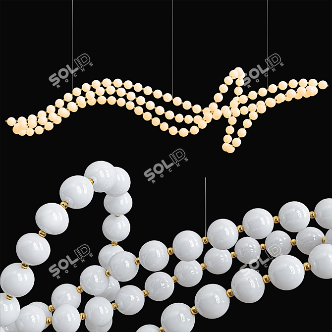 Elegant Pearl Necklace Chandelier 3D model image 1