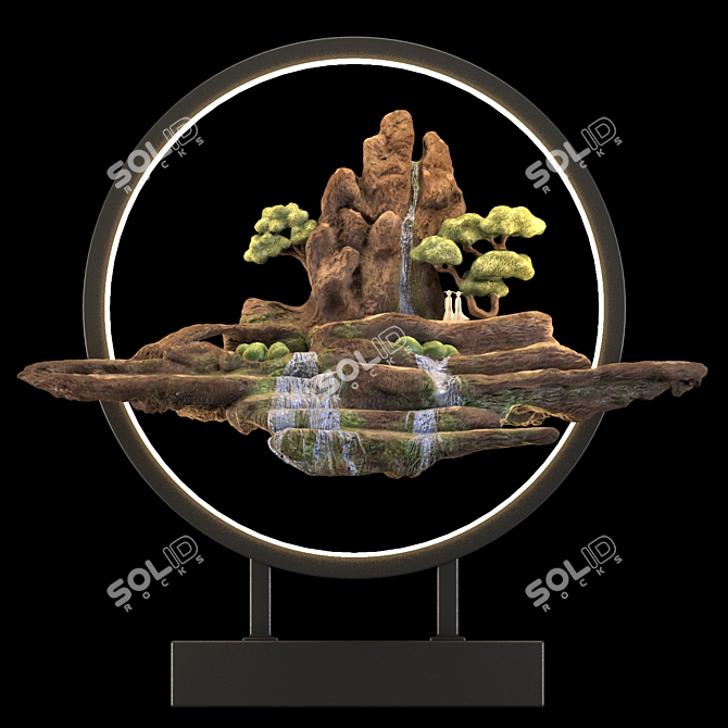 Tibetan Mountain PBR Table Lamp 3D model image 2