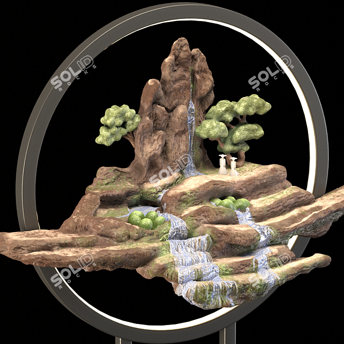 Tibetan Mountain PBR Table Lamp 3D model image 4