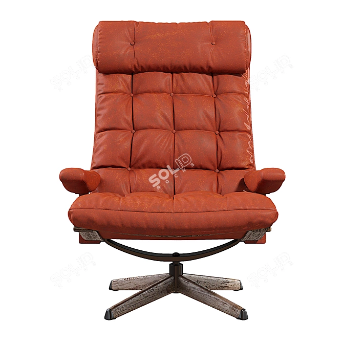 Modern Brown Leather Swivel Chair 3D model image 2