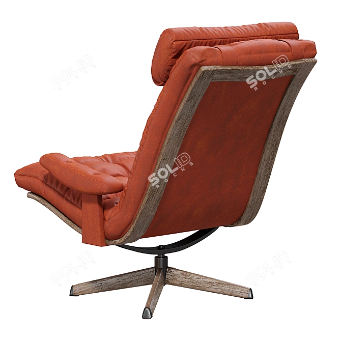 Modern Brown Leather Swivel Chair 3D model image 3