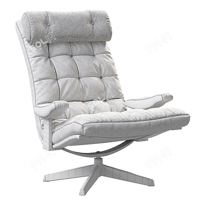 Modern Brown Leather Swivel Chair 3D model image 4