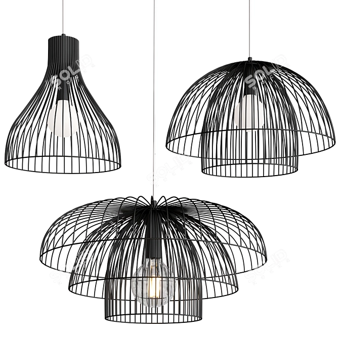 Modern Wire Pendant Light Collection 3D model image 1