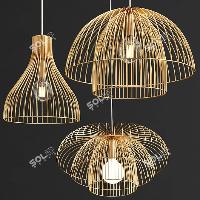 Modern Wire Pendant Light Collection 3D model image 2