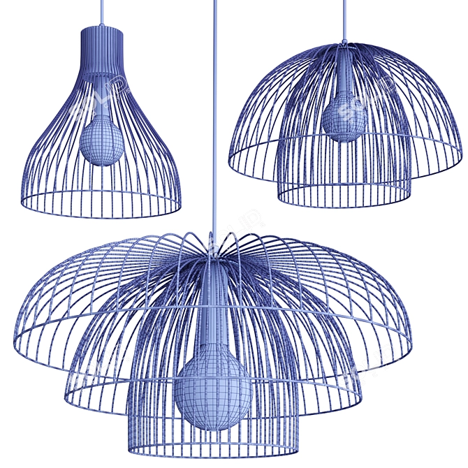 Modern Wire Pendant Light Collection 3D model image 3