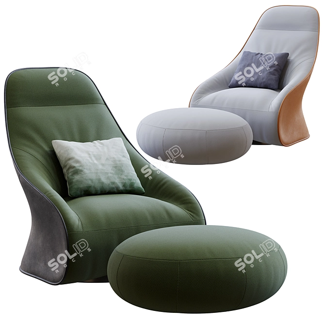 Stylish Derby Armchair Zanotta 3D model image 1