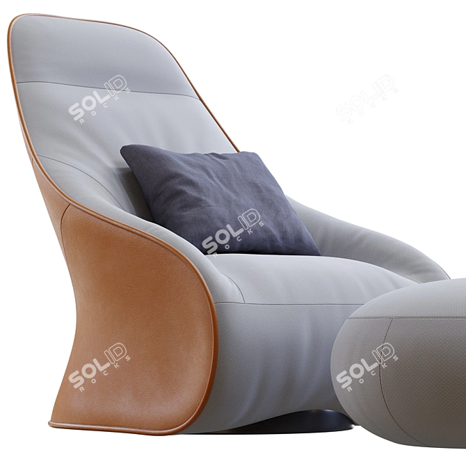 Stylish Derby Armchair Zanotta 3D model image 2