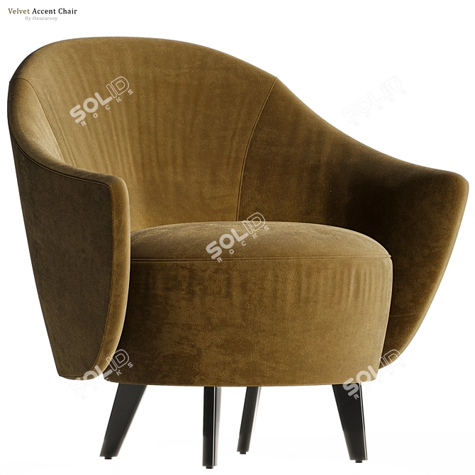 Luxurious Velvet Swoop Arm Chair 3D model image 1
