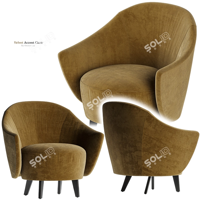 Luxurious Velvet Swoop Arm Chair 3D model image 2