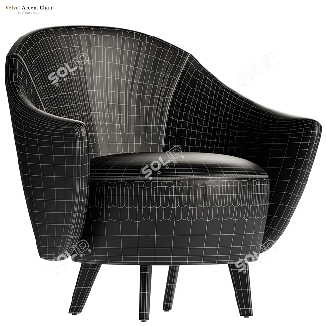 Luxurious Velvet Swoop Arm Chair 3D model image 4