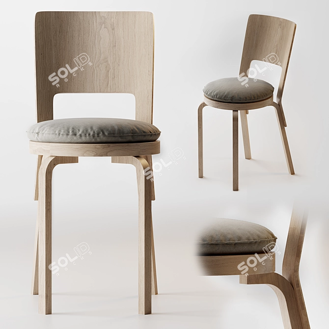 Aalto High Backrest Dining Chair 3D model image 2