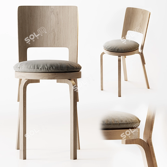 Aalto High Backrest Dining Chair 3D model image 5