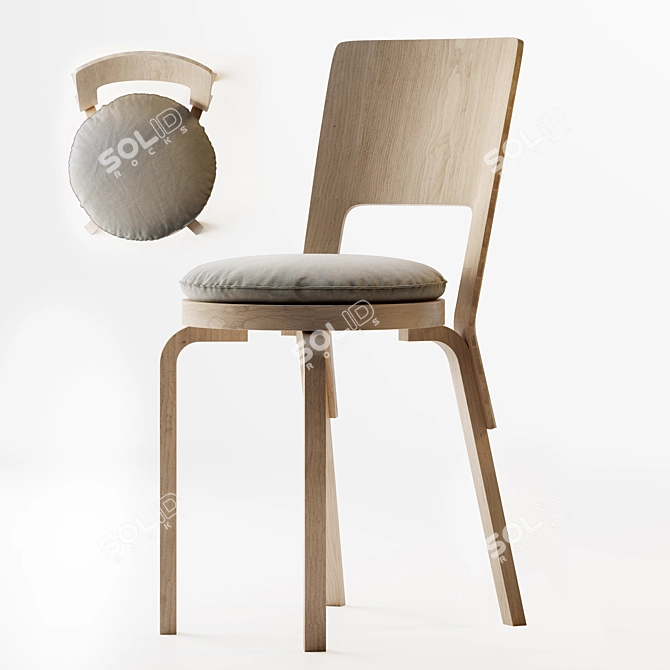 Aalto High Backrest Dining Chair 3D model image 8