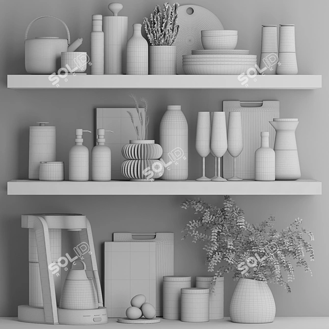 Kitchen Accessories Bundle 3D Model 3D model image 4