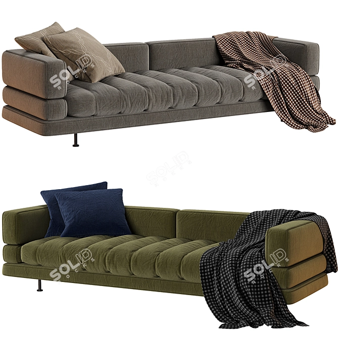 Luxury Modern 3-Seater Sofa 3D model image 1