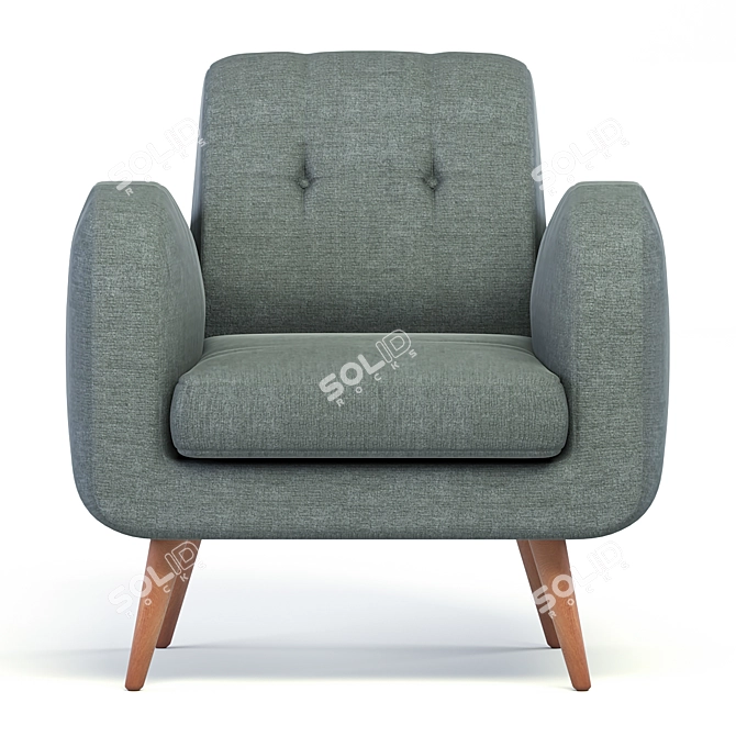 Elegant Valeria Tufted Armchair 3D model image 2