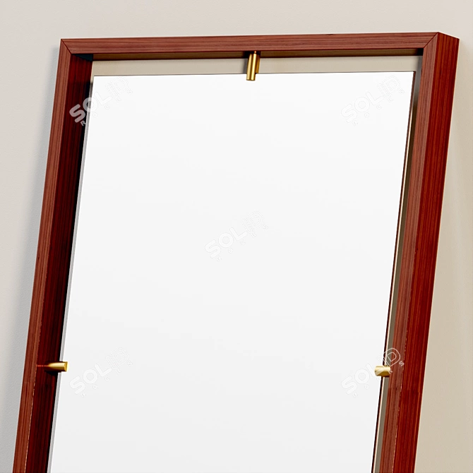 Floating Oak Wood Mirror 3D model image 2