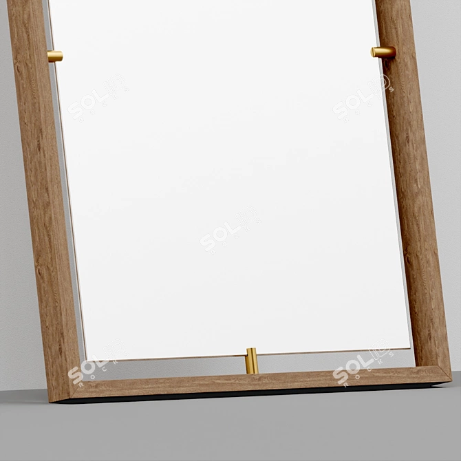 Floating Oak Wood Mirror 3D model image 3