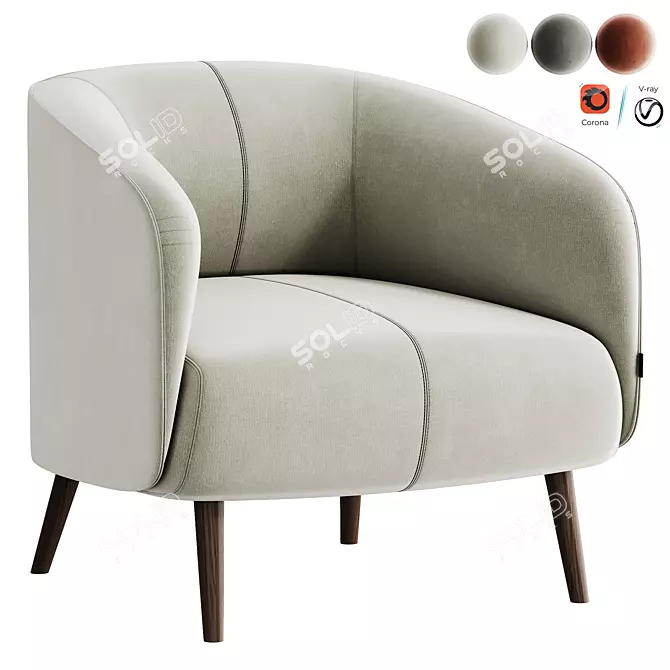 Modern Fabric Armchair: AMALFI. 3D model image 1