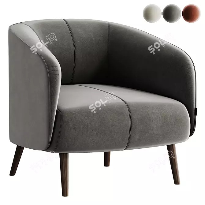 Modern Fabric Armchair: AMALFI. 3D model image 2