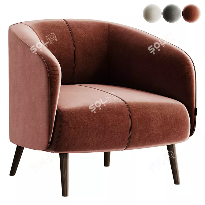 Modern Fabric Armchair: AMALFI. 3D model image 3