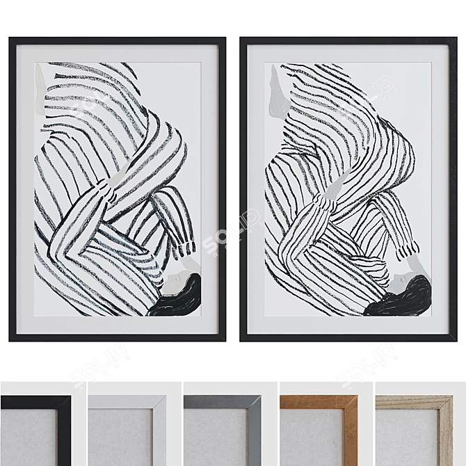 Modern Abstract Picture Frame Set 3D model image 1