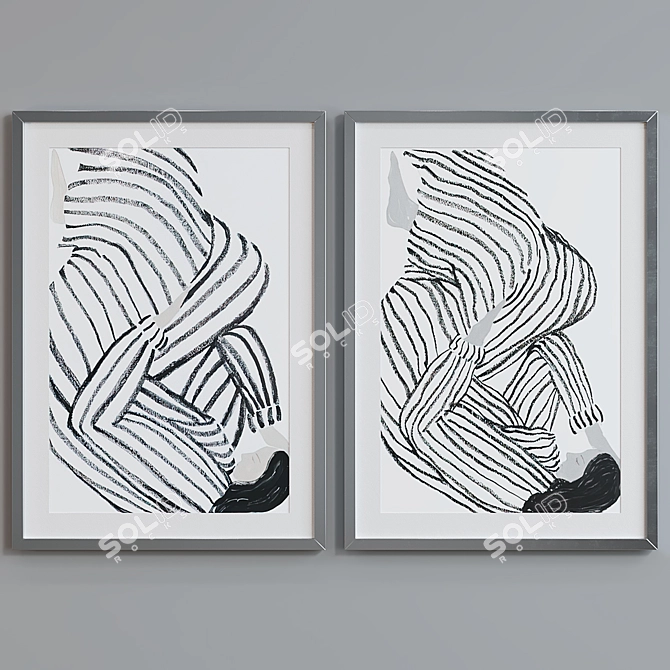 Modern Abstract Picture Frame Set 3D model image 3