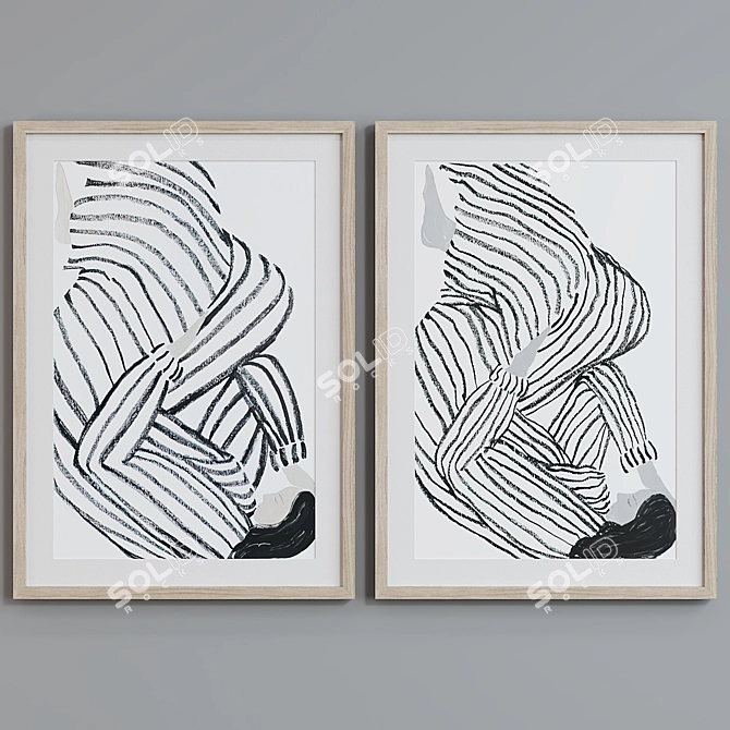 Modern Abstract Picture Frame Set 3D model image 4