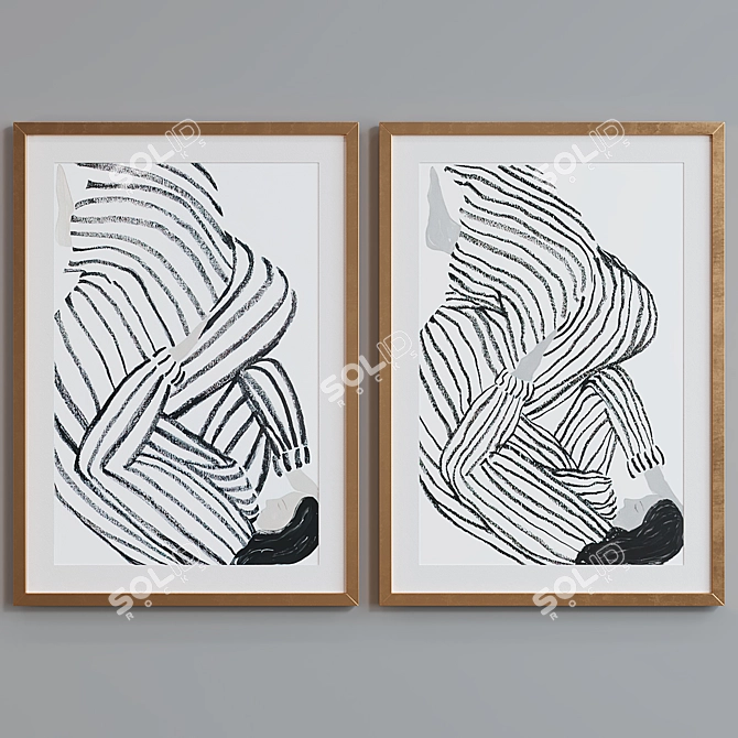 Modern Abstract Picture Frame Set 3D model image 5