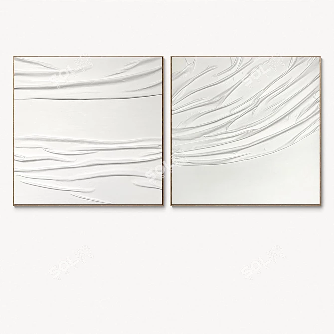 Plaster Square Photo Frames Set 3D model image 3