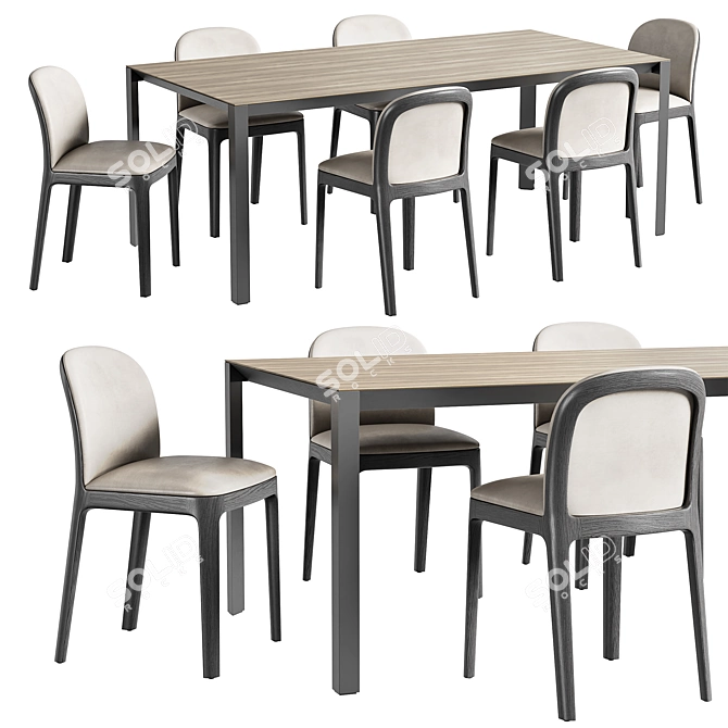 Contemporary Tea Table and Chairs 3D model image 1