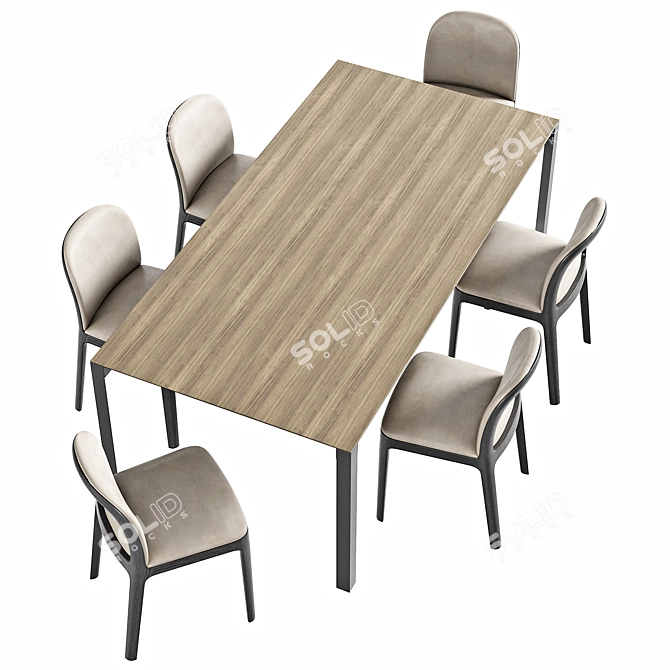 Contemporary Tea Table and Chairs 3D model image 2