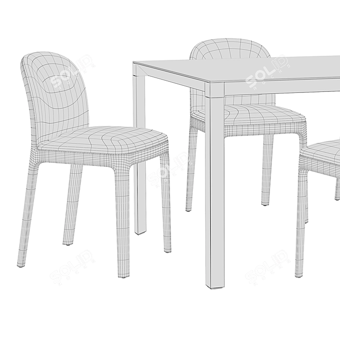 Contemporary Tea Table and Chairs 3D model image 4