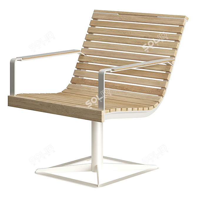 Modern Armchair with Wooden Structure 3D model image 2