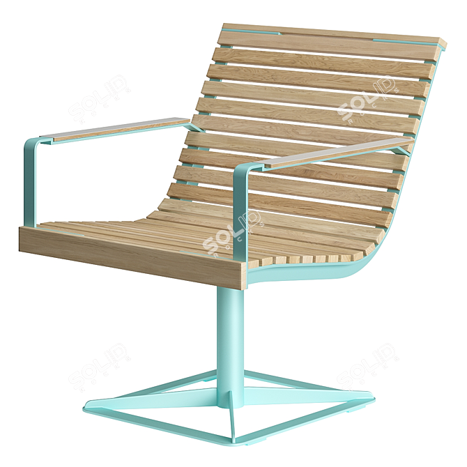 Modern Armchair with Wooden Structure 3D model image 4