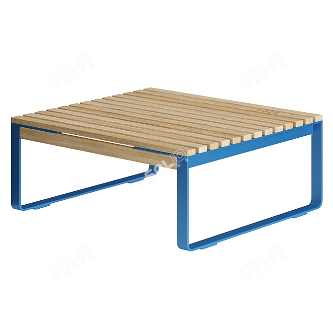 Modern Metal and Wood Footrest 3D model image 2