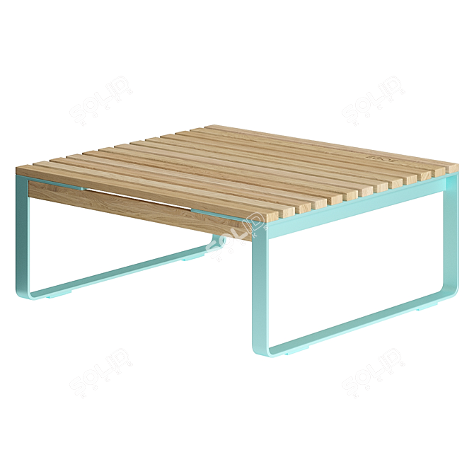 Modern Metal and Wood Footrest 3D model image 3