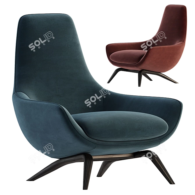 Elegant ERMES Velvet Armchair 3D model image 1